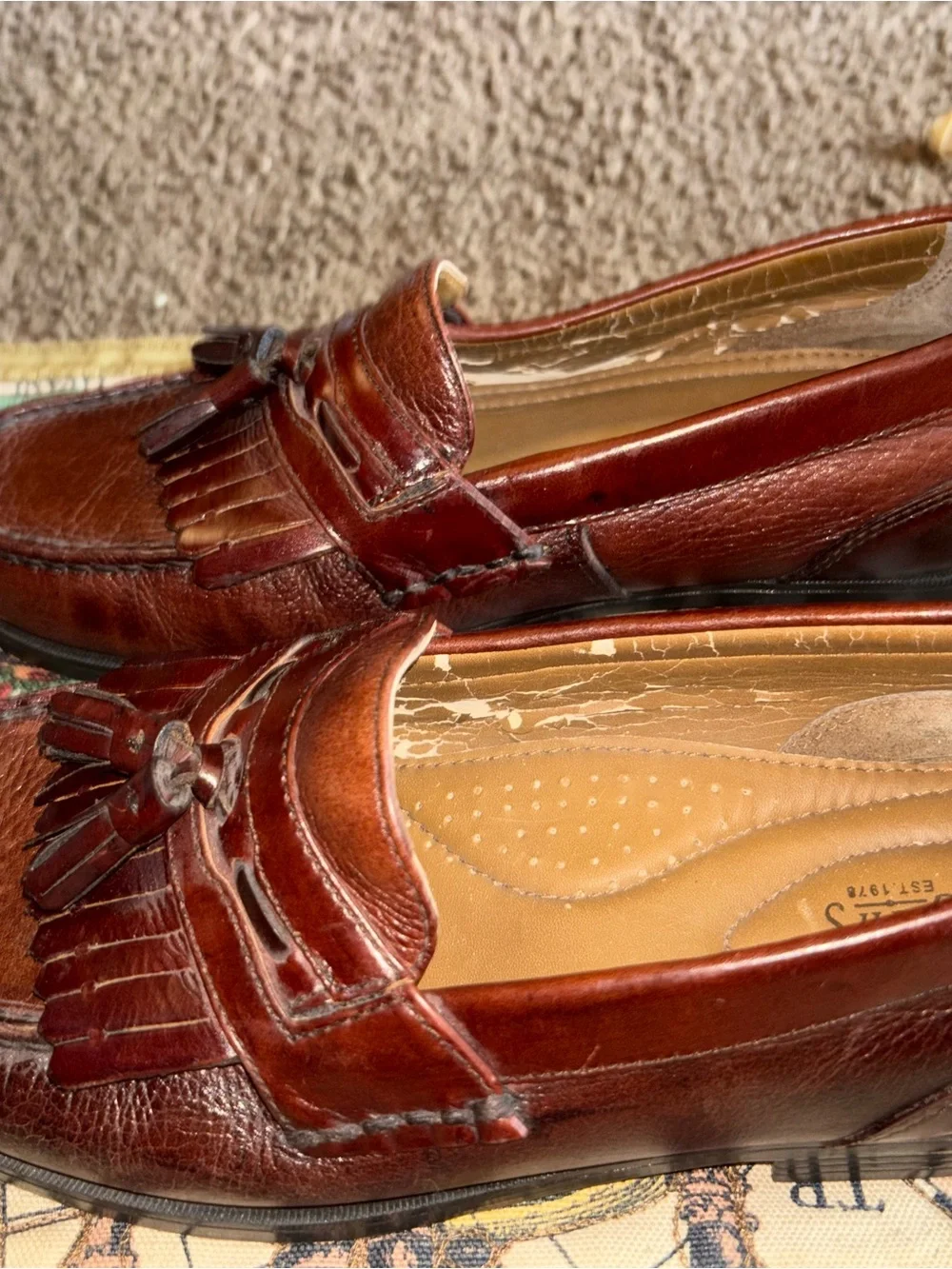 Chaps Men’s Burgundy Leather Tassel Kiltie Loafers